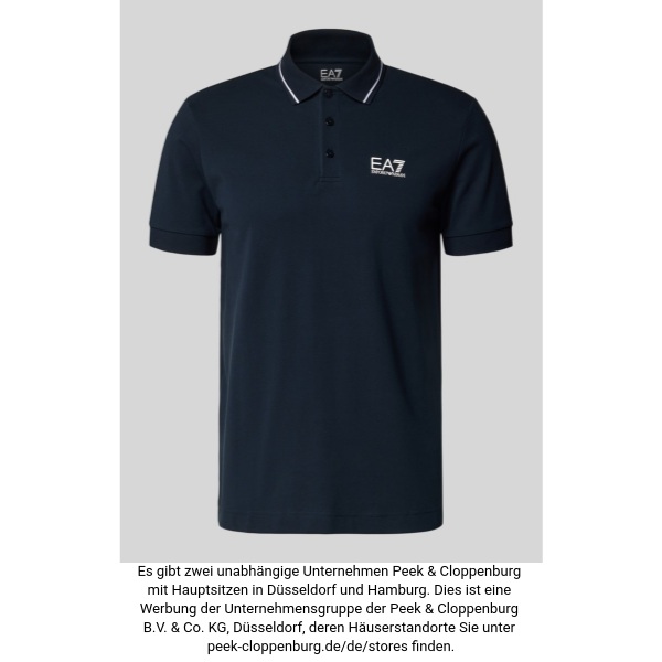 Ea7 Emporio Armani Herren Dunkelblau Regular Fit Poloshirt Mit Logo-Print Extra Groß