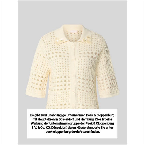 Liu Jo White Damen Offwhite Regular Fit Bluse In Strick-Optik Mit Floralem Ziersteinbesatz Klein
